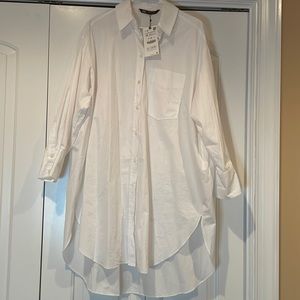 Zara Oversized White Poplin Shirt
